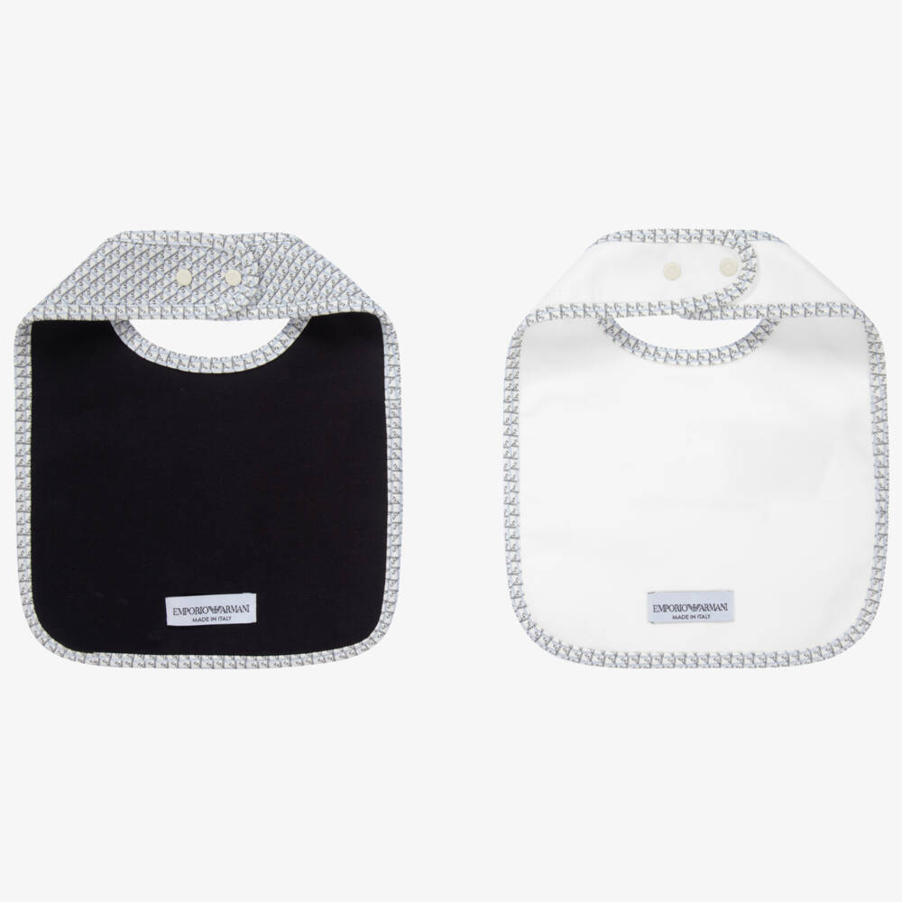 Emporio Armani-Blue & Ivory Bibs (2 Pack) | Childrensalon Outlet