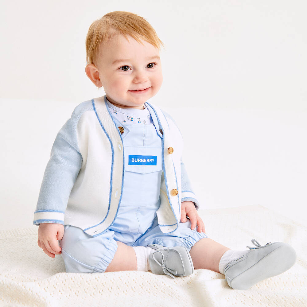 Emporio Armani-Голубые кожаные пинетки-мокасины | Childrensalon Outlet