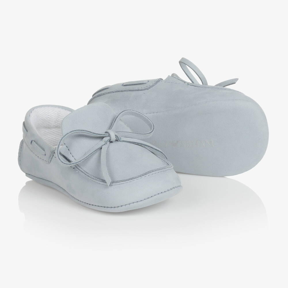 Emporio Armani - Mocassins bleus en cuir bébé | Childrensalon