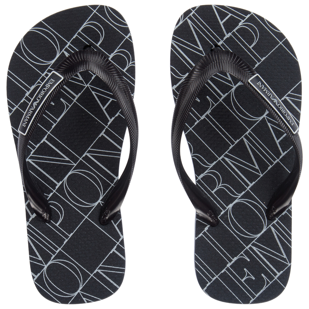 Emporio Armani - Blue Logo Flip Flops | Childrensalon