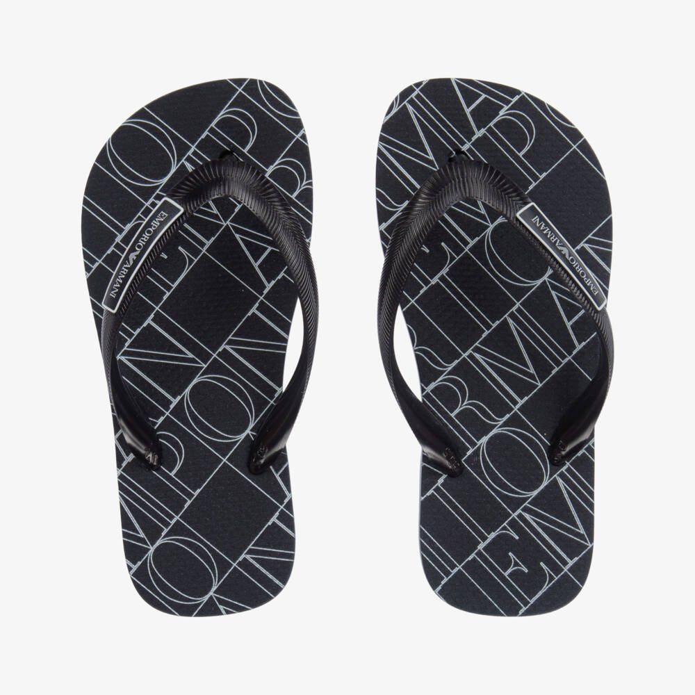 Emporio Armani-Blue Logo Flip Flops | Childrensalon Outlet