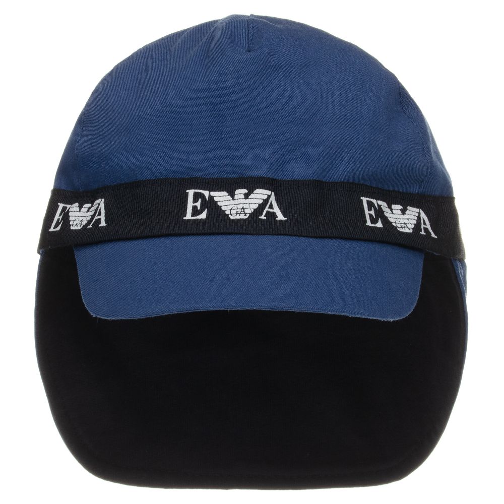 Emporio Armani-Blue Logo Sun Cap | Childrensalon Outlet