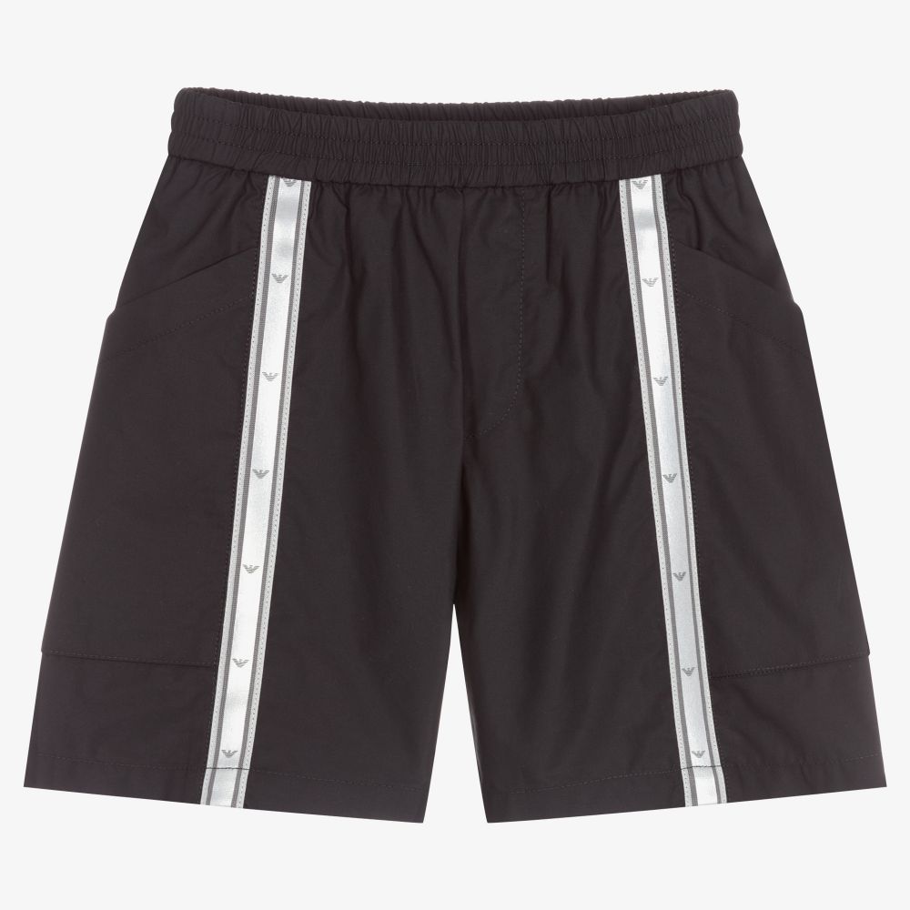 Emporio Armani - Blaue Baumwollshorts mit Streifen | Childrensalon