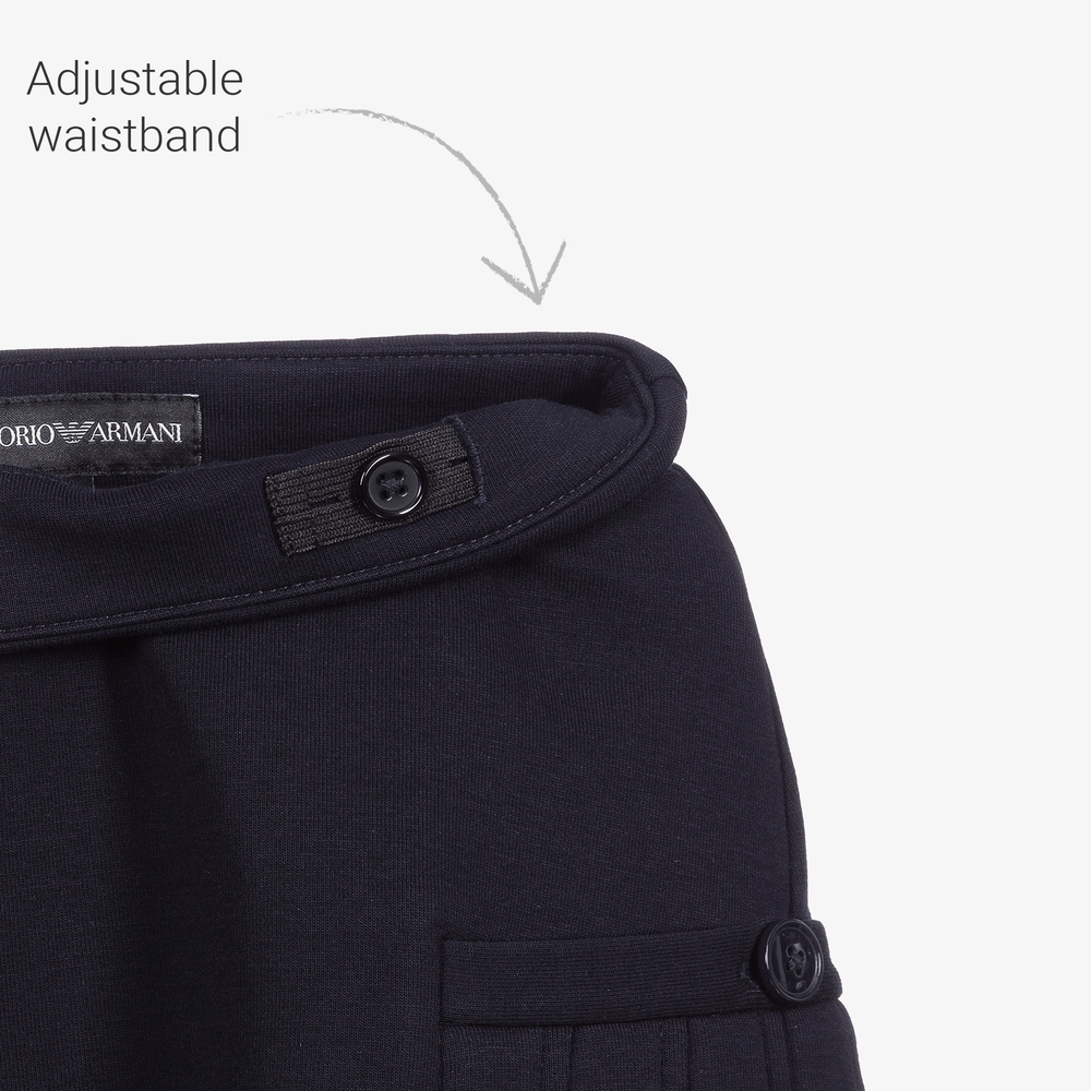 Emporio Armani-Blue Pleated Jersey Skirt | Childrensalon Outlet