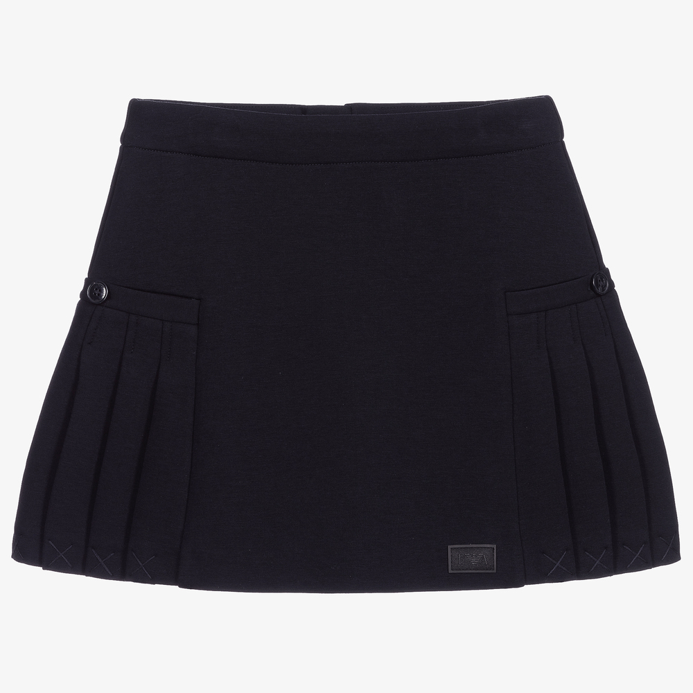 Emporio Armani - Blue Pleated Jersey Skirt | Childrensalon