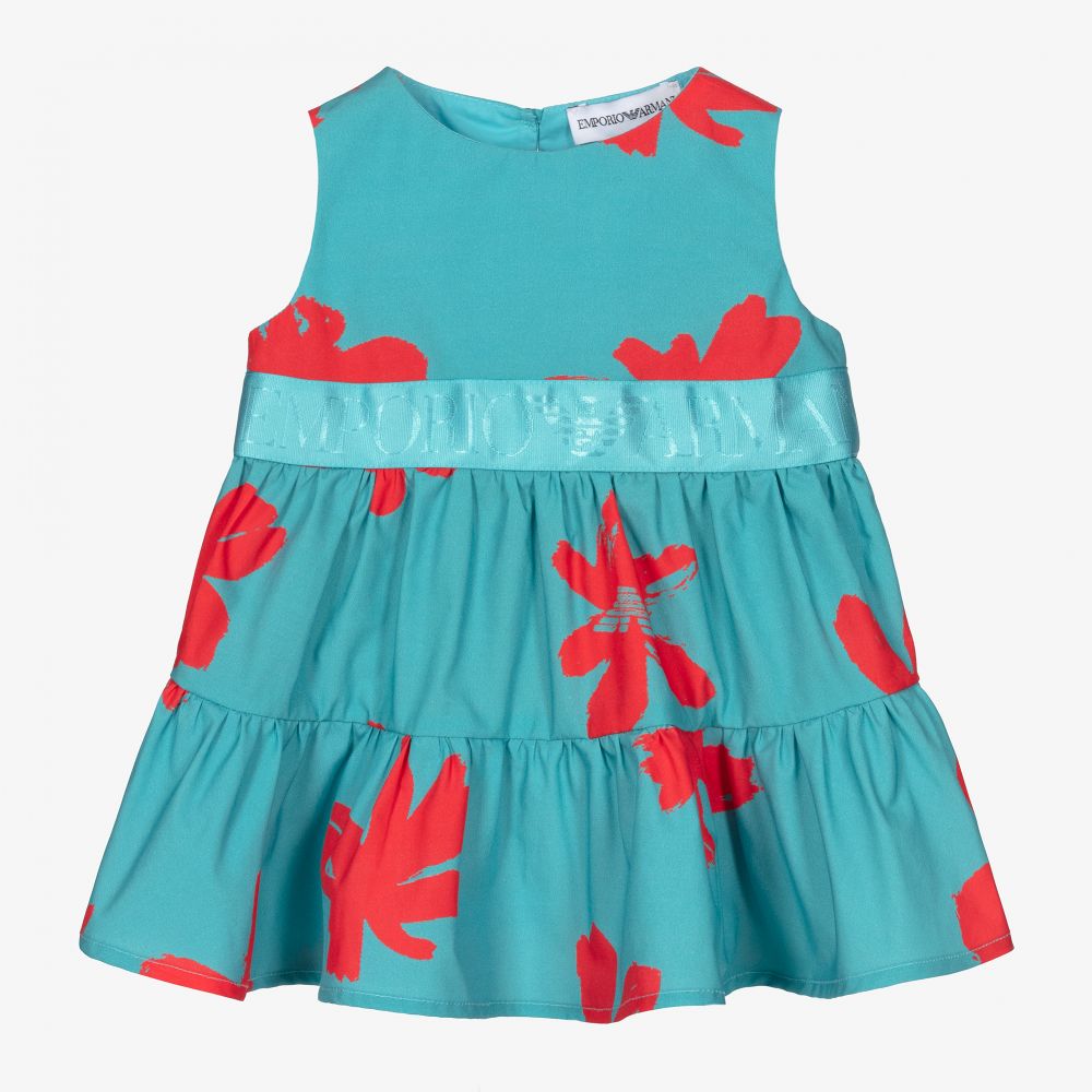 Emporio Armani - Robe bleue/rouge à fleurs Bébé | Childrensalon