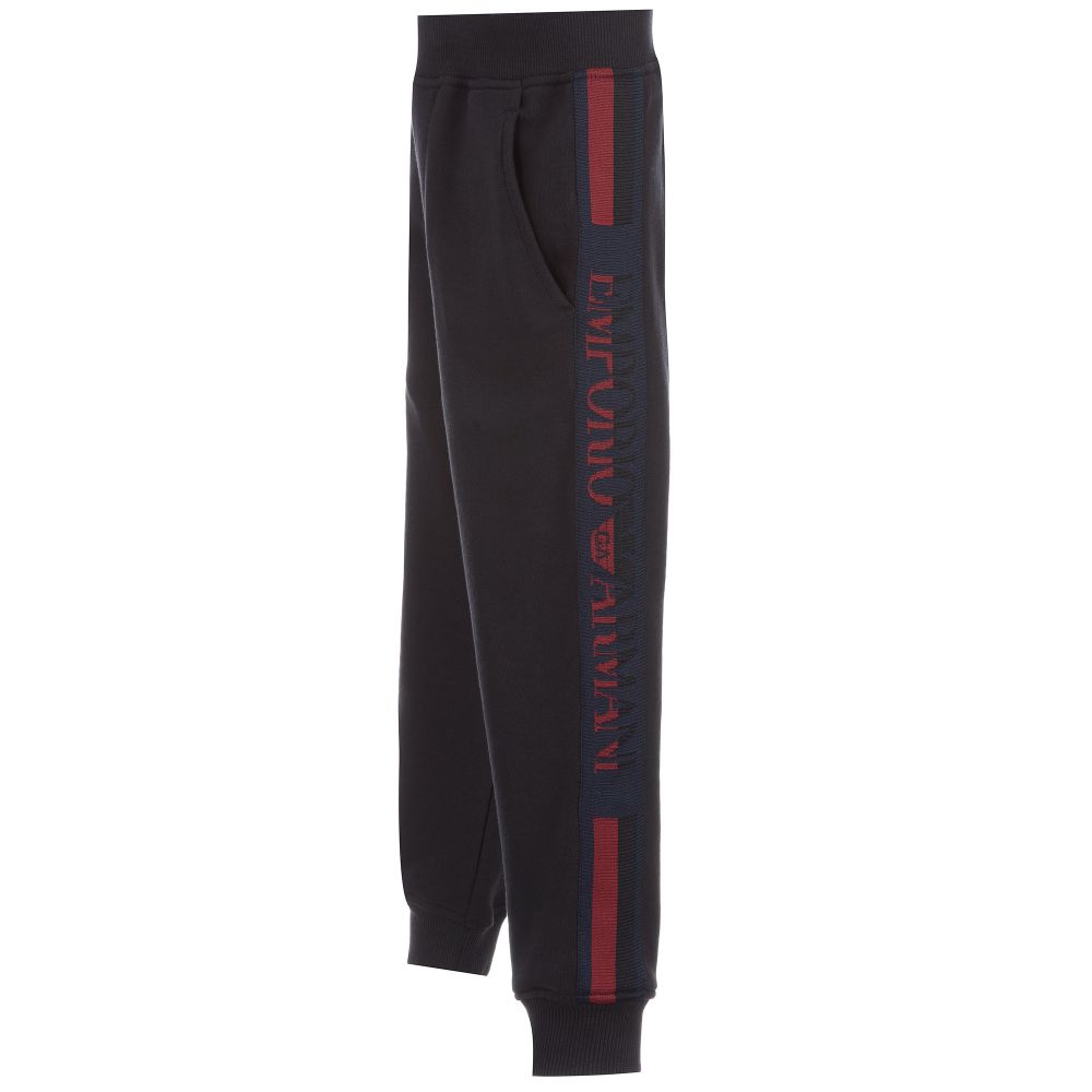 Emporio Armani-Blue & Red Logo Tape Joggers | Childrensalon Outlet
