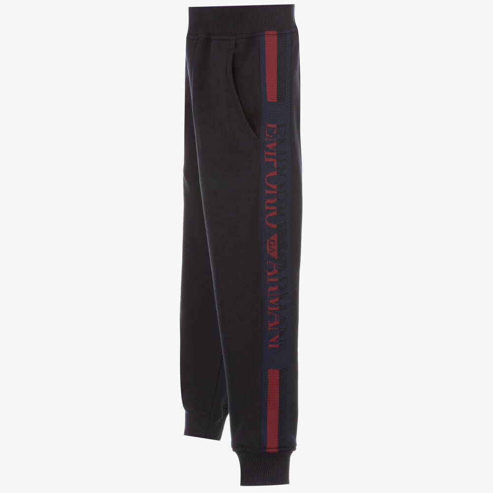 Emporio Armani-Спортивные штаны с тесьмой синего и красного цветов с логотипом | Childrensalon Outlet