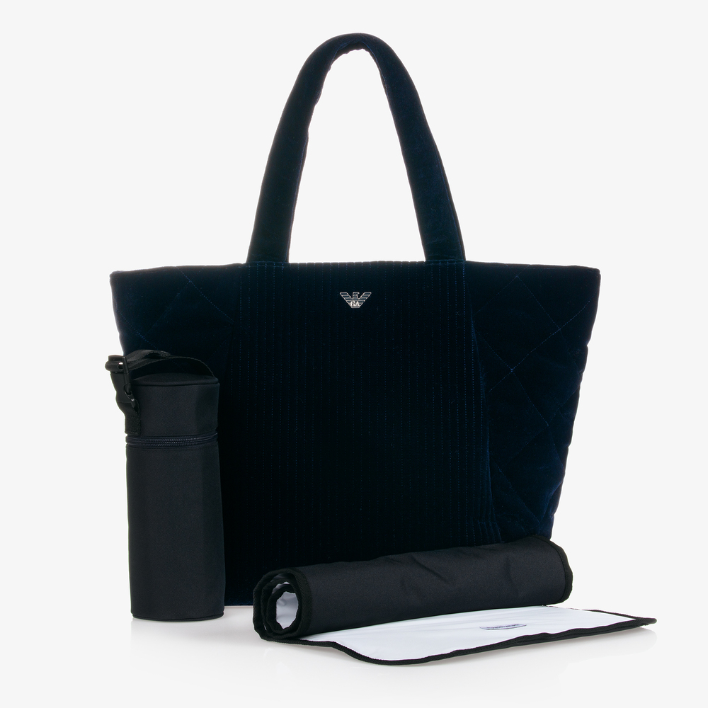 Emporio Armani - Sac à langer bleu en velours (50cm) | Childrensalon