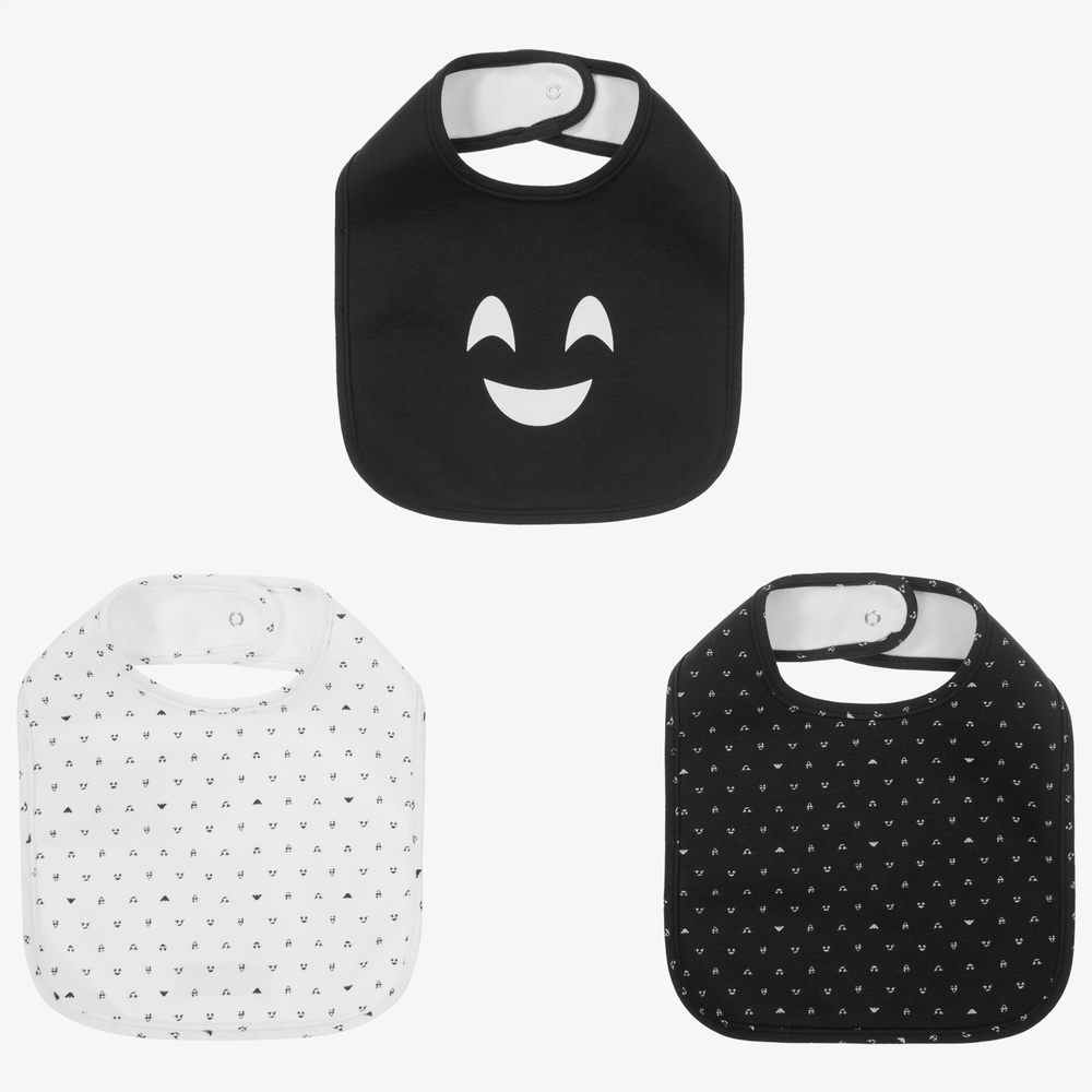 Emporio Armani-مريلة قطن جيرسي لون كحلي وأبيض للأطفال (عدد 3) | Childrensalon Outlet