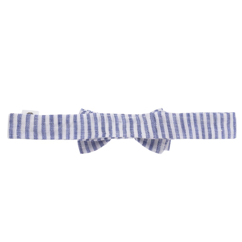 Emporio Armani-Blue & White Linen Bow Tie | Childrensalon Outlet