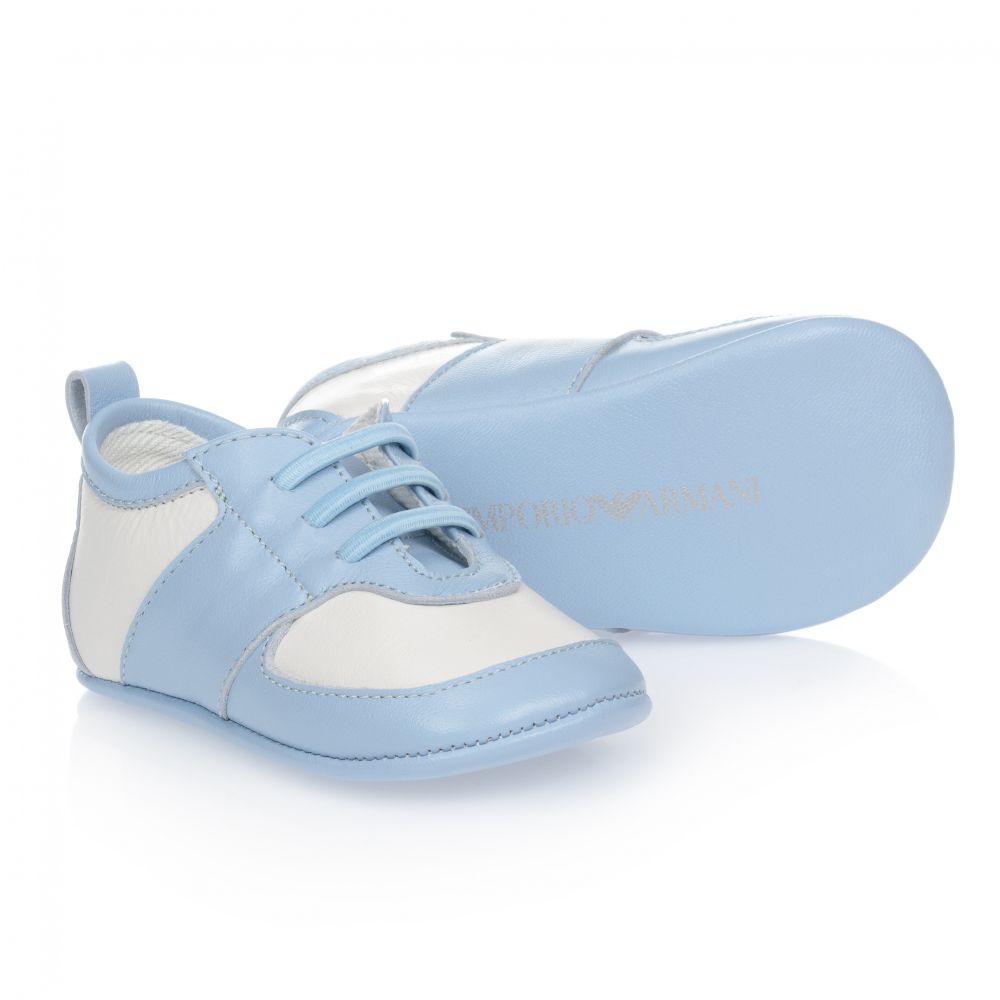 Emporio Armani - Пинетки белого и голубого цвета | Childrensalon