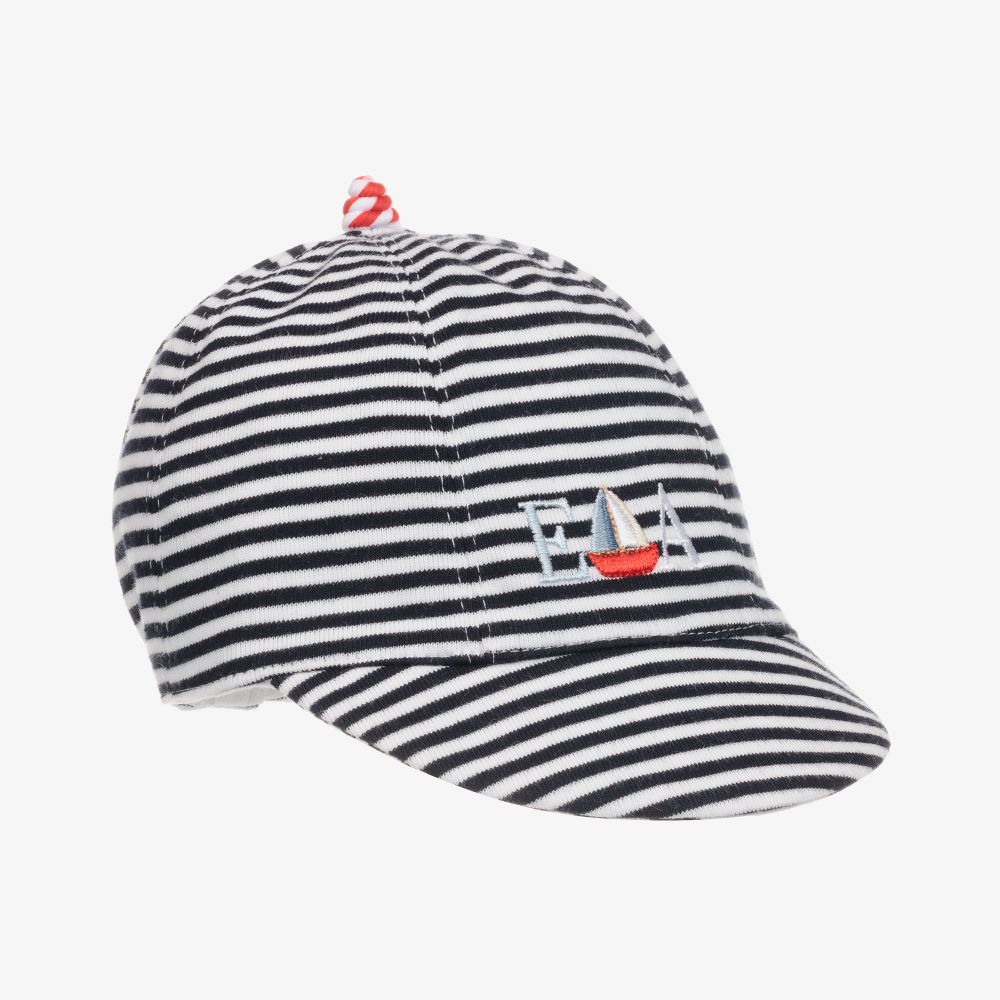 Emporio Armani - Blue & White Striped Baby Cap | Childrensalon