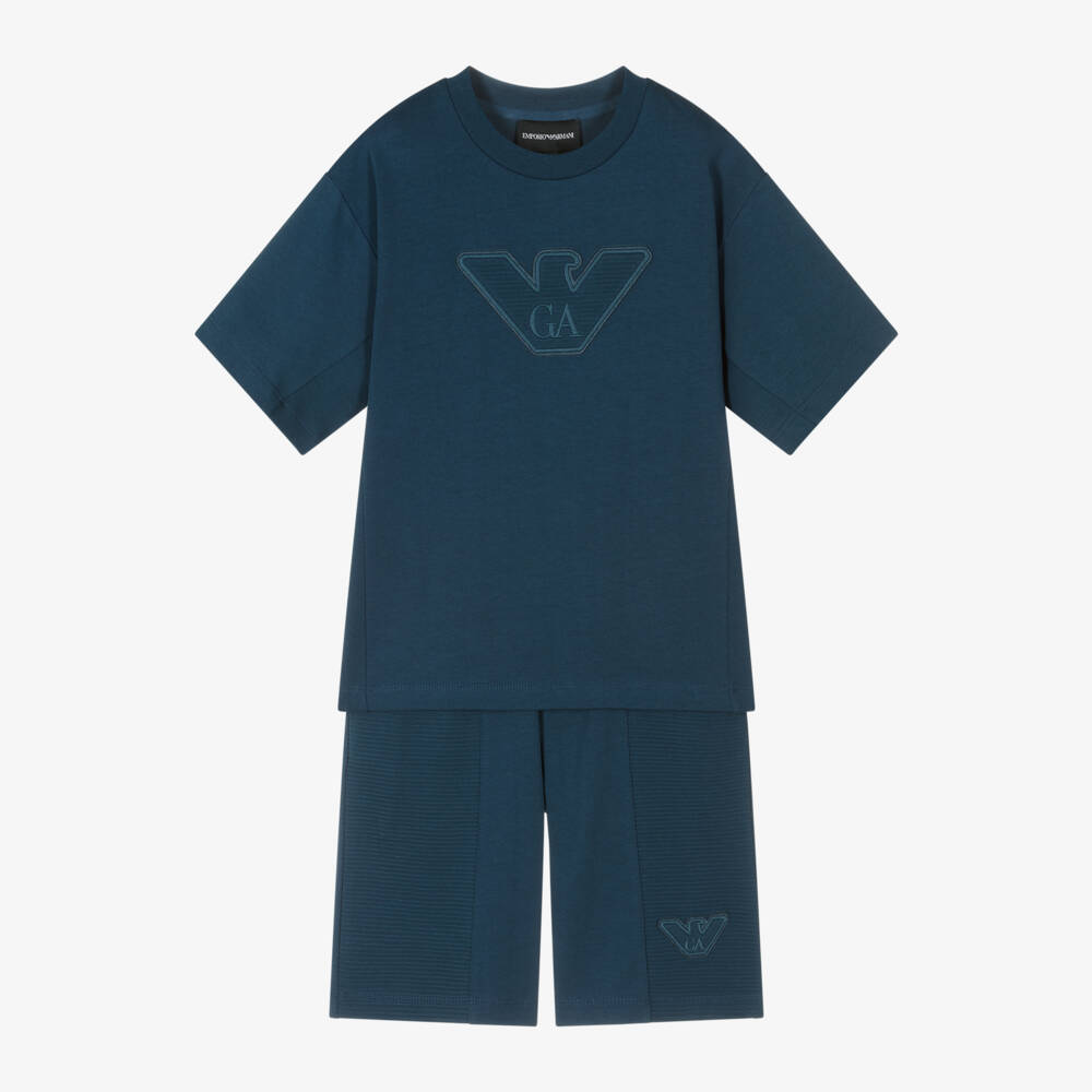 Emporio Armani-طقم صبي أزرق بنقشة النسر | Childrensalon Outlet