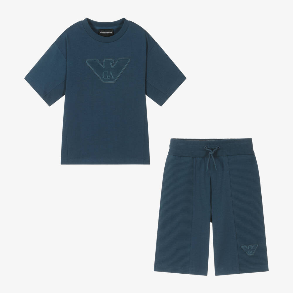 Emporio Armani-Комплект для мальчиков синий с орлом | Childrensalon Outlet