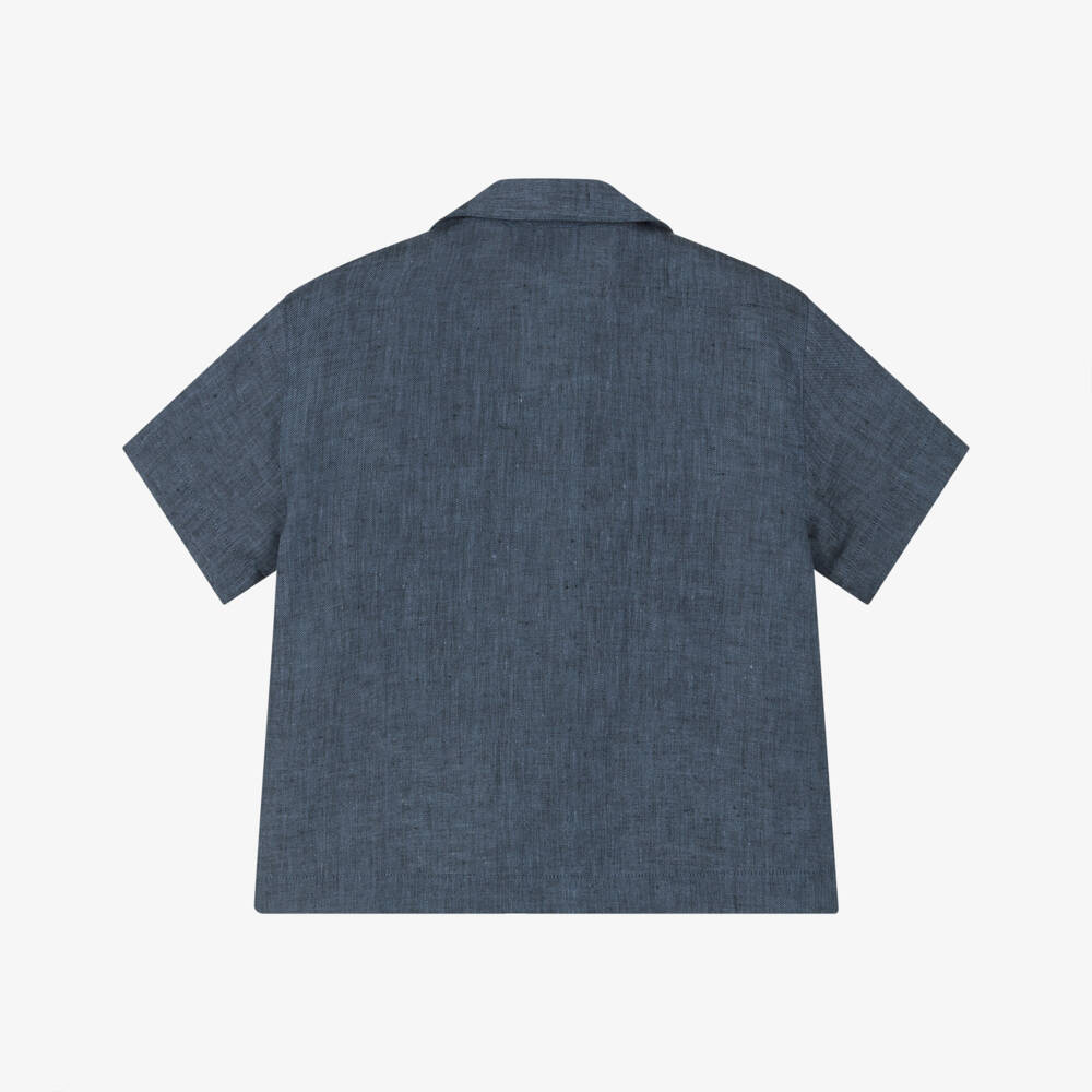 إEmporio Armani-قميص أزرق سماوي من الكتان للأولاد | Childrensalon Outlet