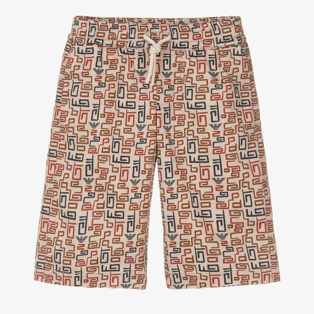 Emporio Armani - Baumwollshorts in Beige und Blau | Childrensalon