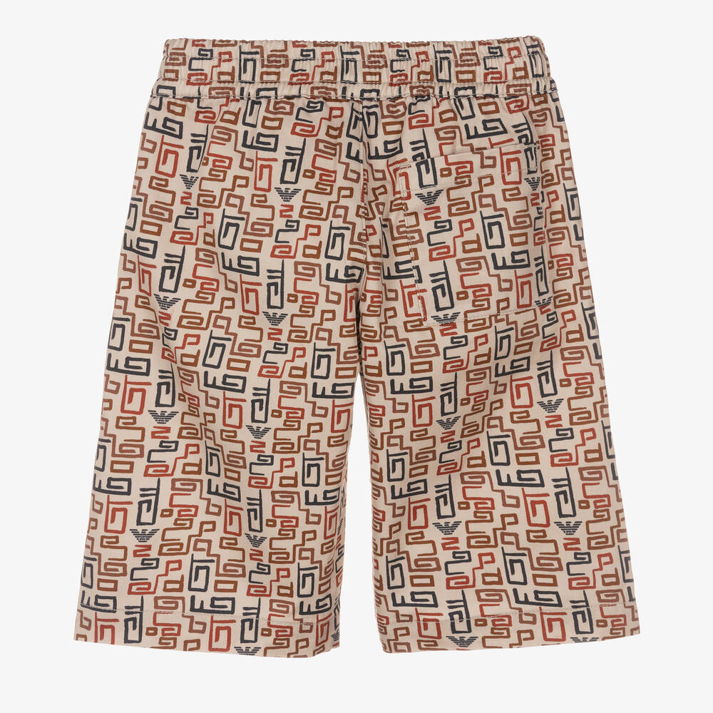 Emporio Armani-Бежево-синие шорты из хлопка | Childrensalon Outlet