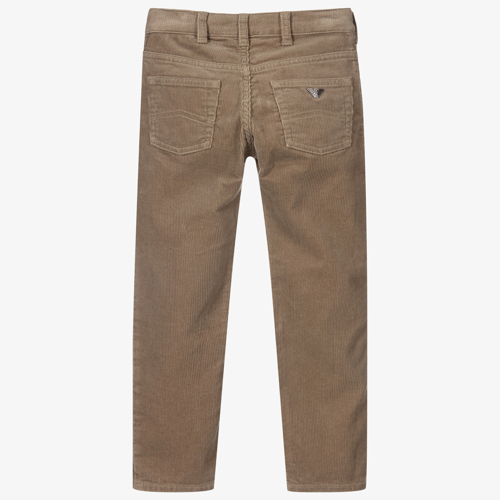 Emporio Armani-Boys Beige Corduroy Trousers | Childrensalon Outlet