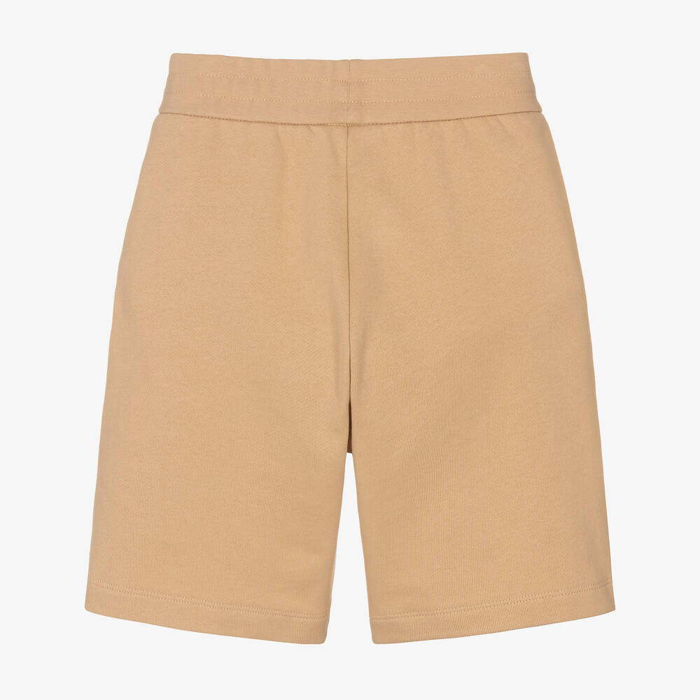 Emporio Armani-Boys Beige Cotton Jersey Eagle Shorts | Childrensalon Outlet
