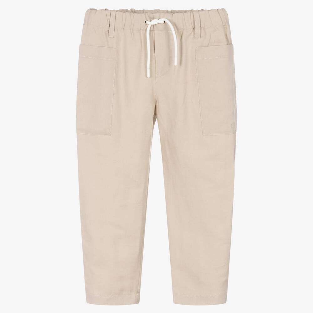 Emporio Armani-Boys Beige Cotton & Linen Trousers | Childrensalon Outlet