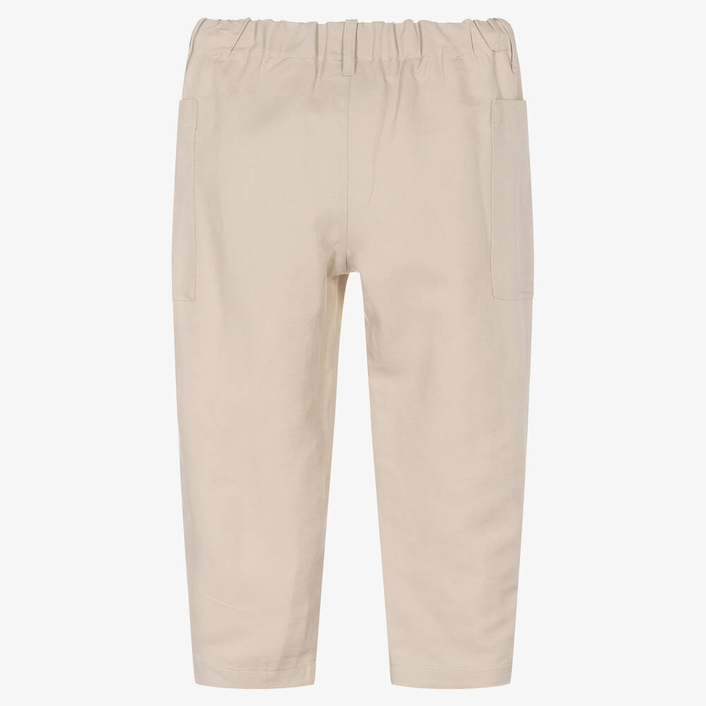 Emporio Armani-Boys Beige Cotton & Linen Trousers | Childrensalon Outlet