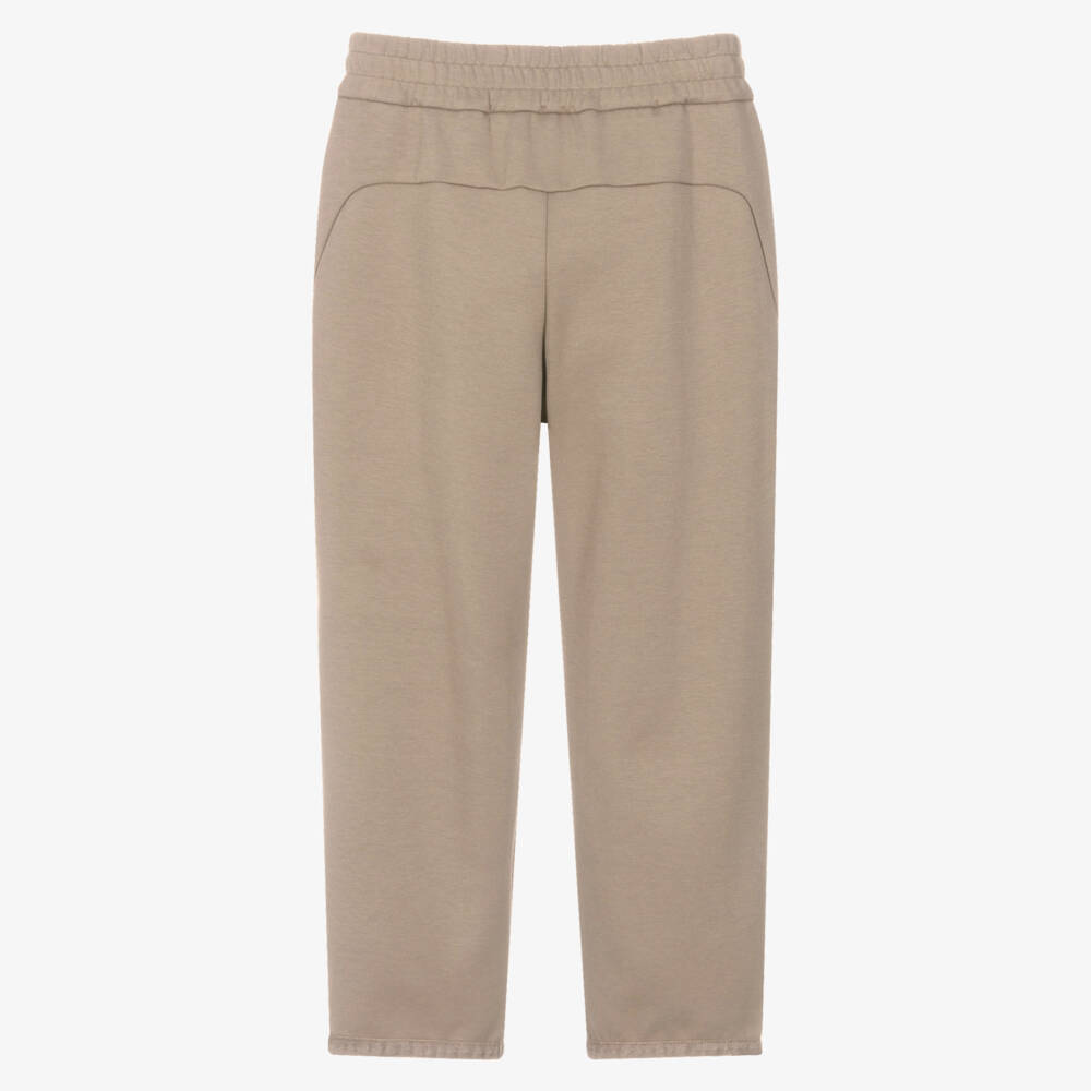 Emporio Armani-Бежевые хлопковые джоггеры с логотипом для мальчиков | Childrensalon Outlet
