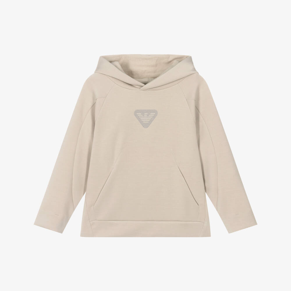 Emporio Armani-سويت شيرت قطني بيج بشعار للأولاد | Childrensalon Outlet