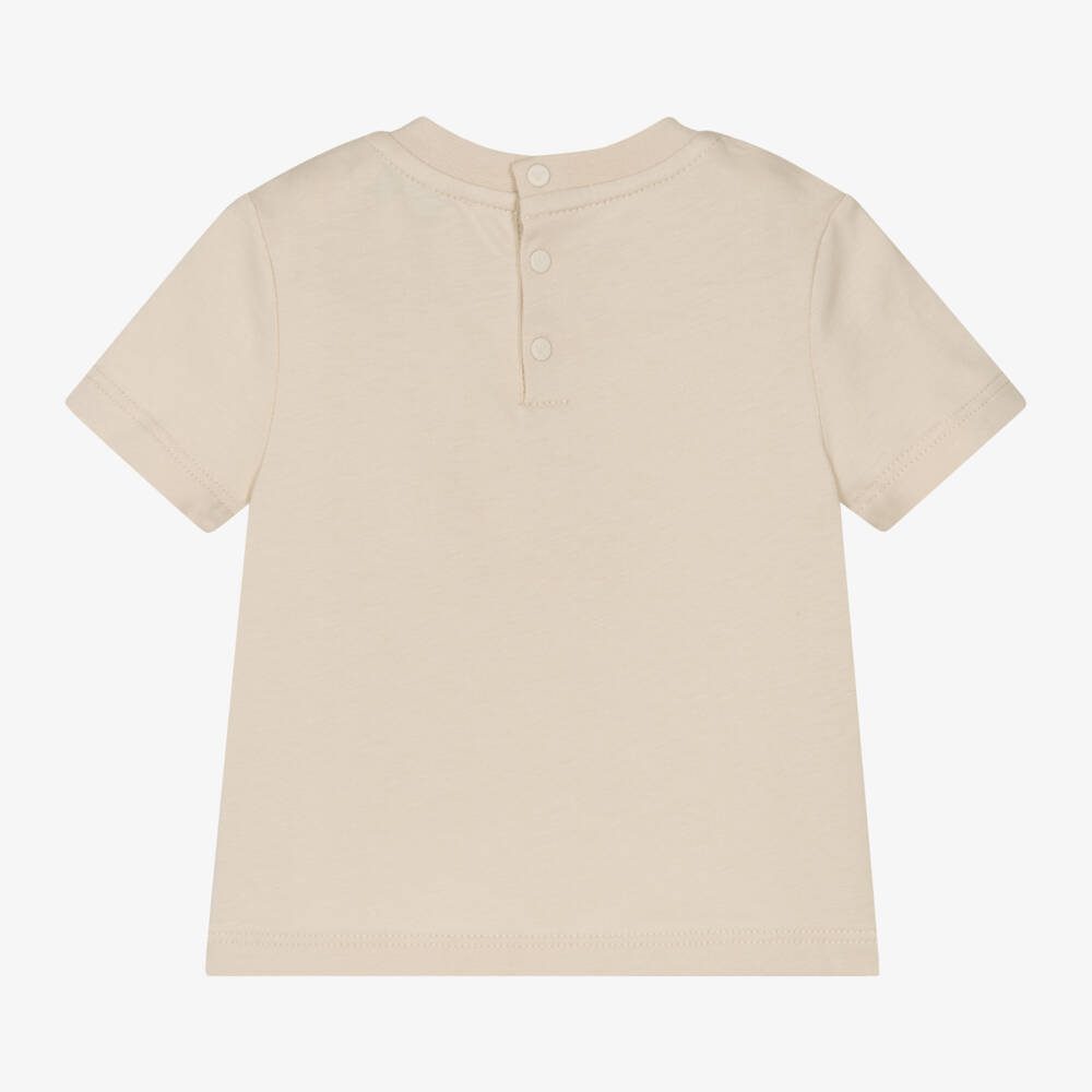 Emporio Armani-Футболка из бежевого хлопка с логотипом для мальчиков | Childrensalon Outlet