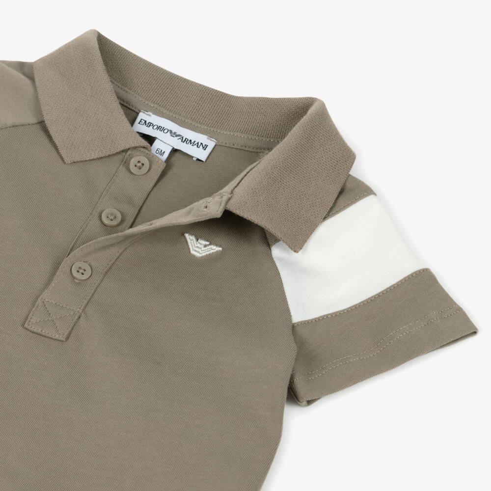 Emporio Armani-Boys' Beige Cotton Polo Top | Childrensalon Outlet