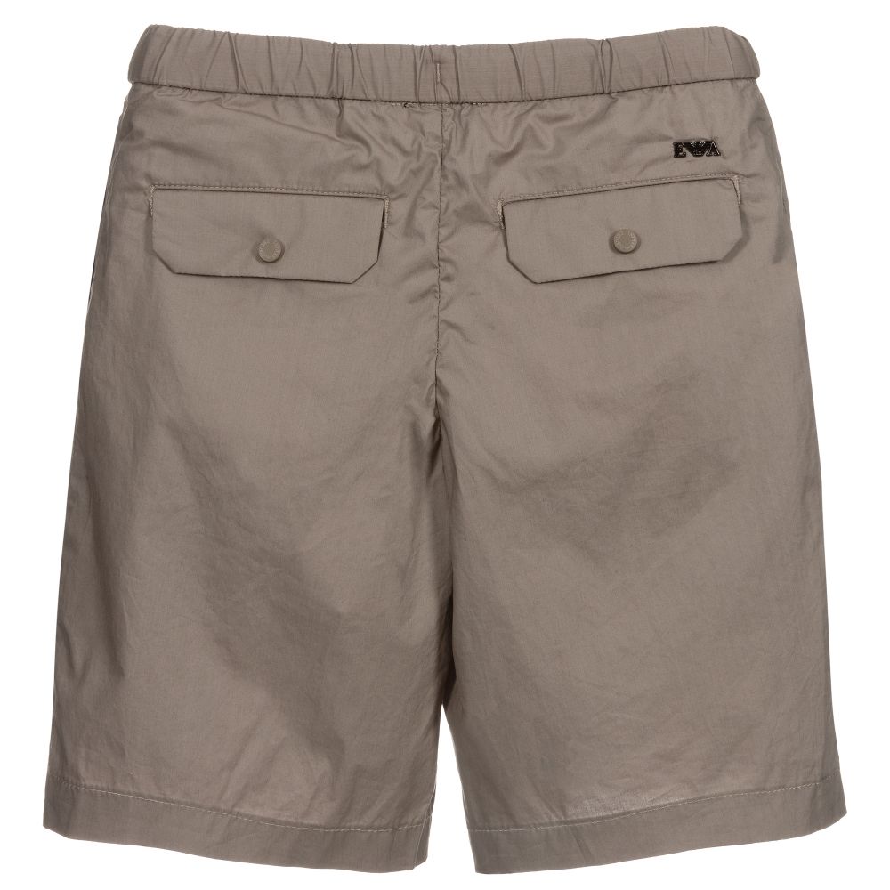 Emporio Armani-Boys Beige Cotton Shorts | Childrensalon Outlet