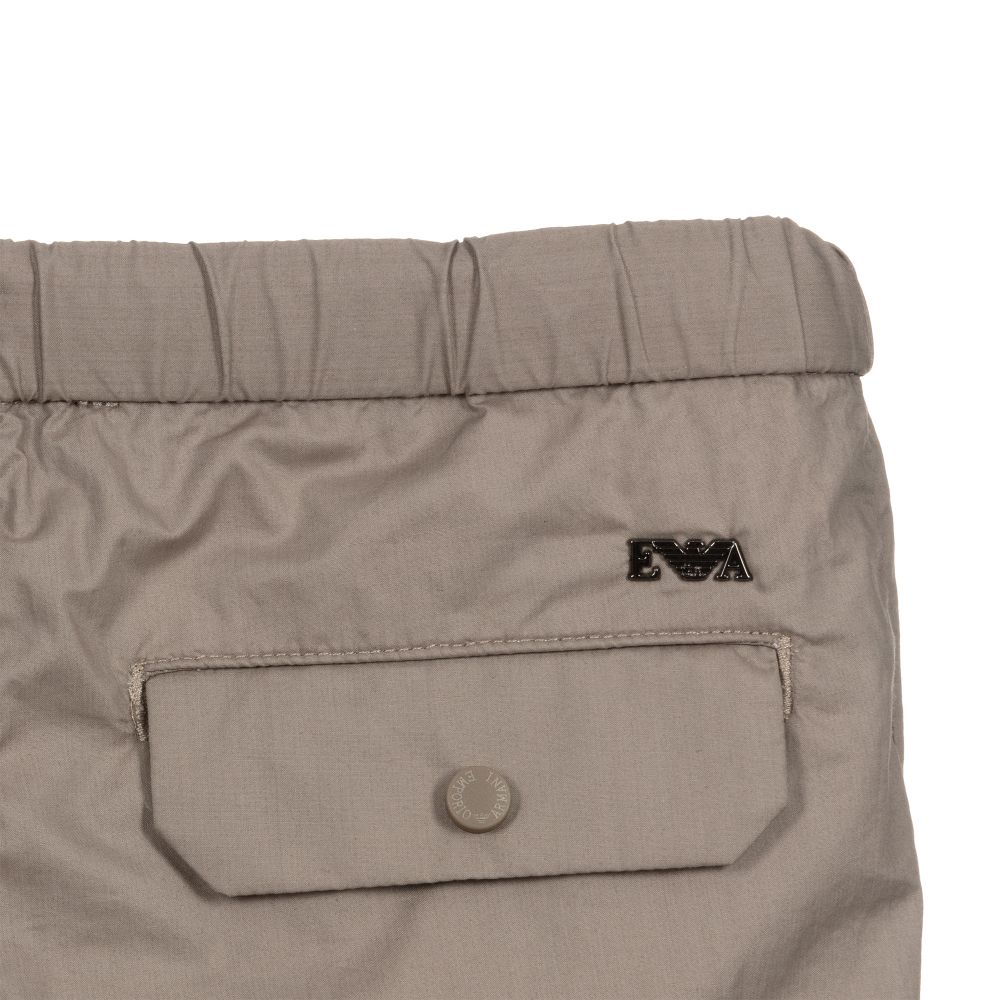 Emporio Armani-Boys Beige Cotton Shorts | Childrensalon Outlet