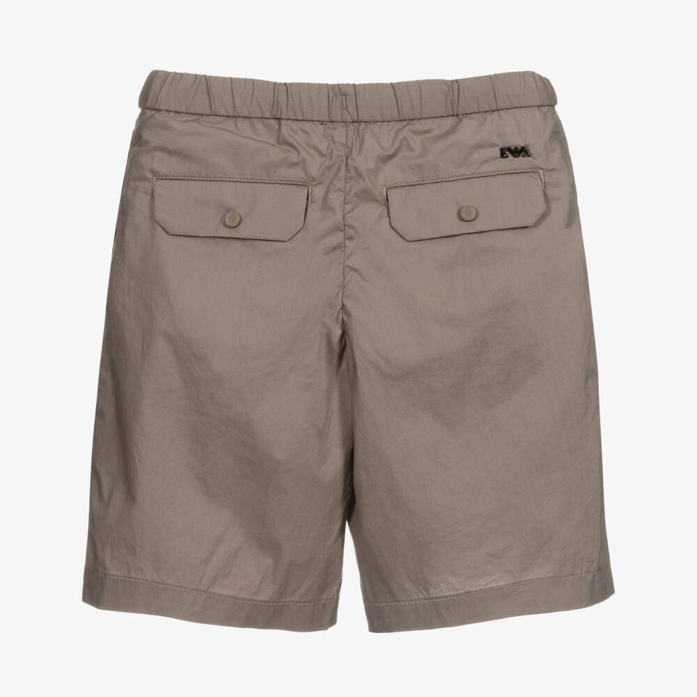 Emporio Armani-Boys Beige Cotton Shorts | Childrensalon Outlet