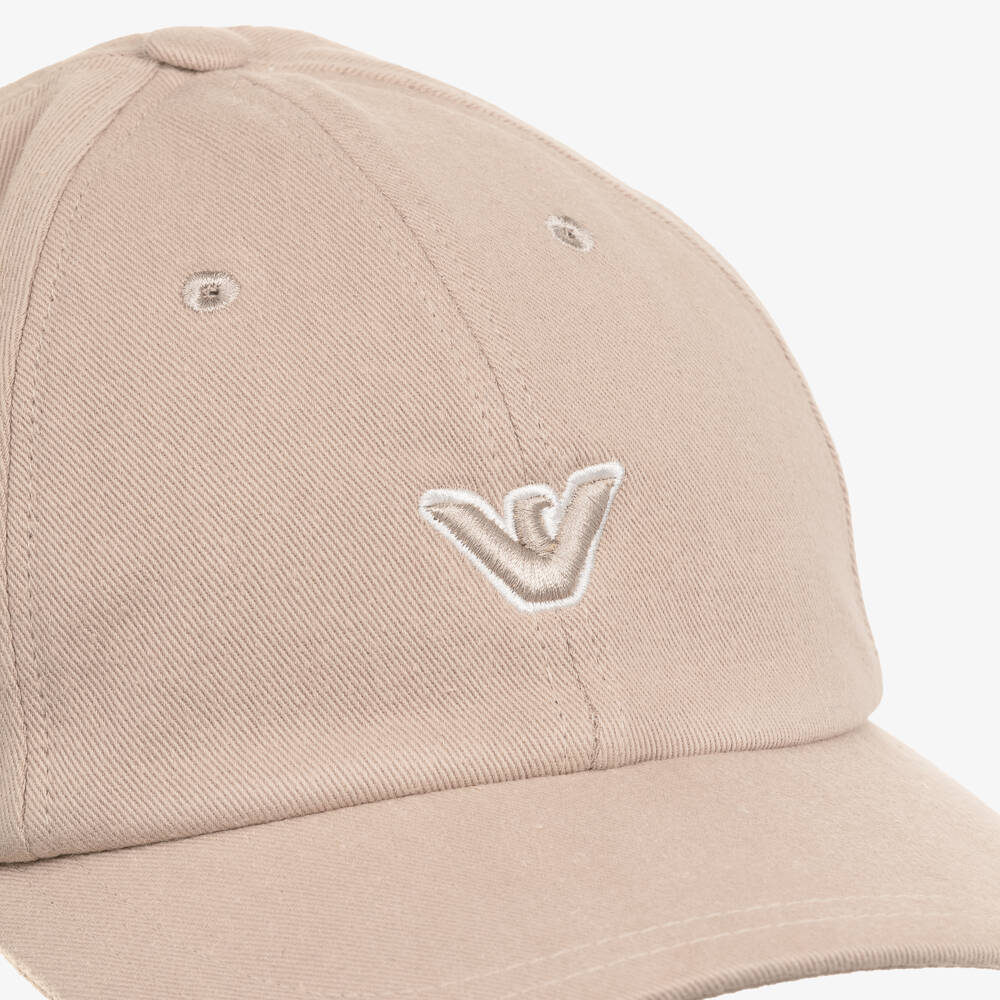 Emporio Armani-Boys Beige Cotton Twill Cap with Eagle Logo | Childrensalon Outlet