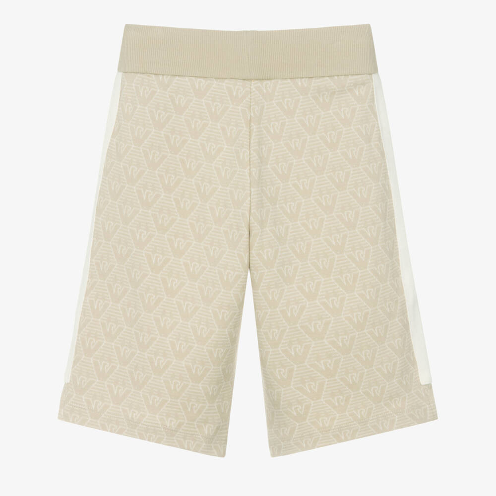 Emporio Armani-Boys Beige Eagle Patterned Shorts | Childrensalon Outlet
