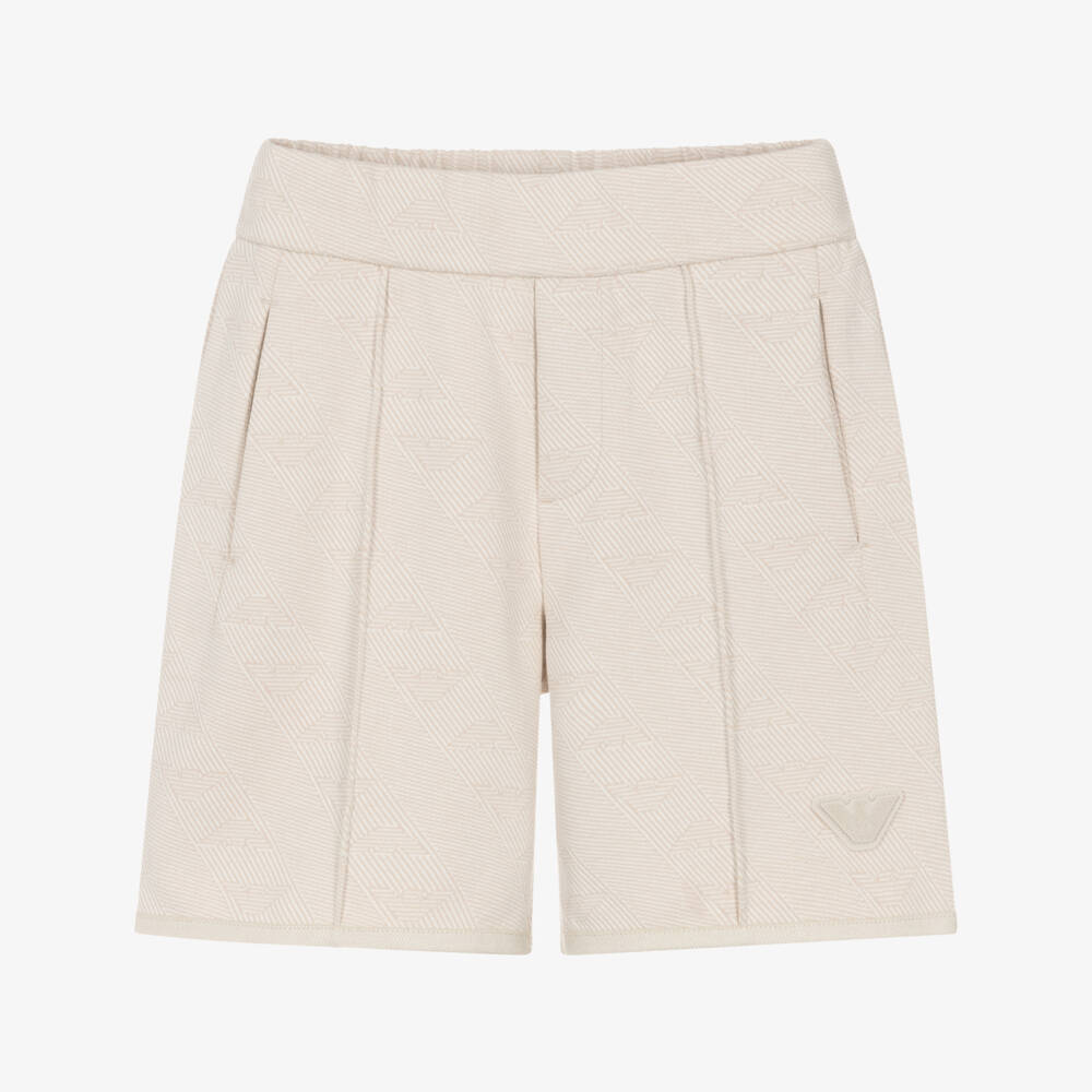 Emporio Armani-Бежевые жаккардовые шорты | Childrensalon Outlet