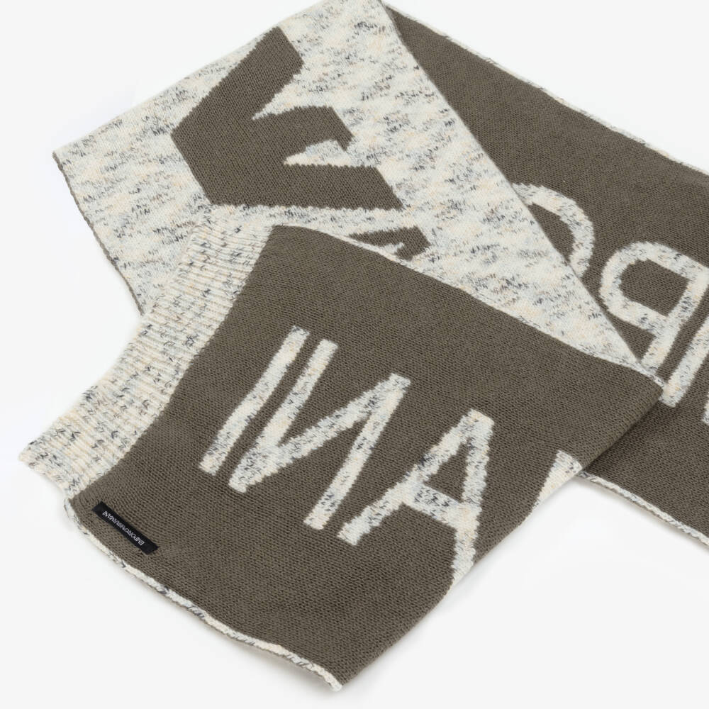 إEmporio Armani-طقم سكارف وقبعة بنقشة النسر لون بيج للأولاد | Childrensalon Outlet