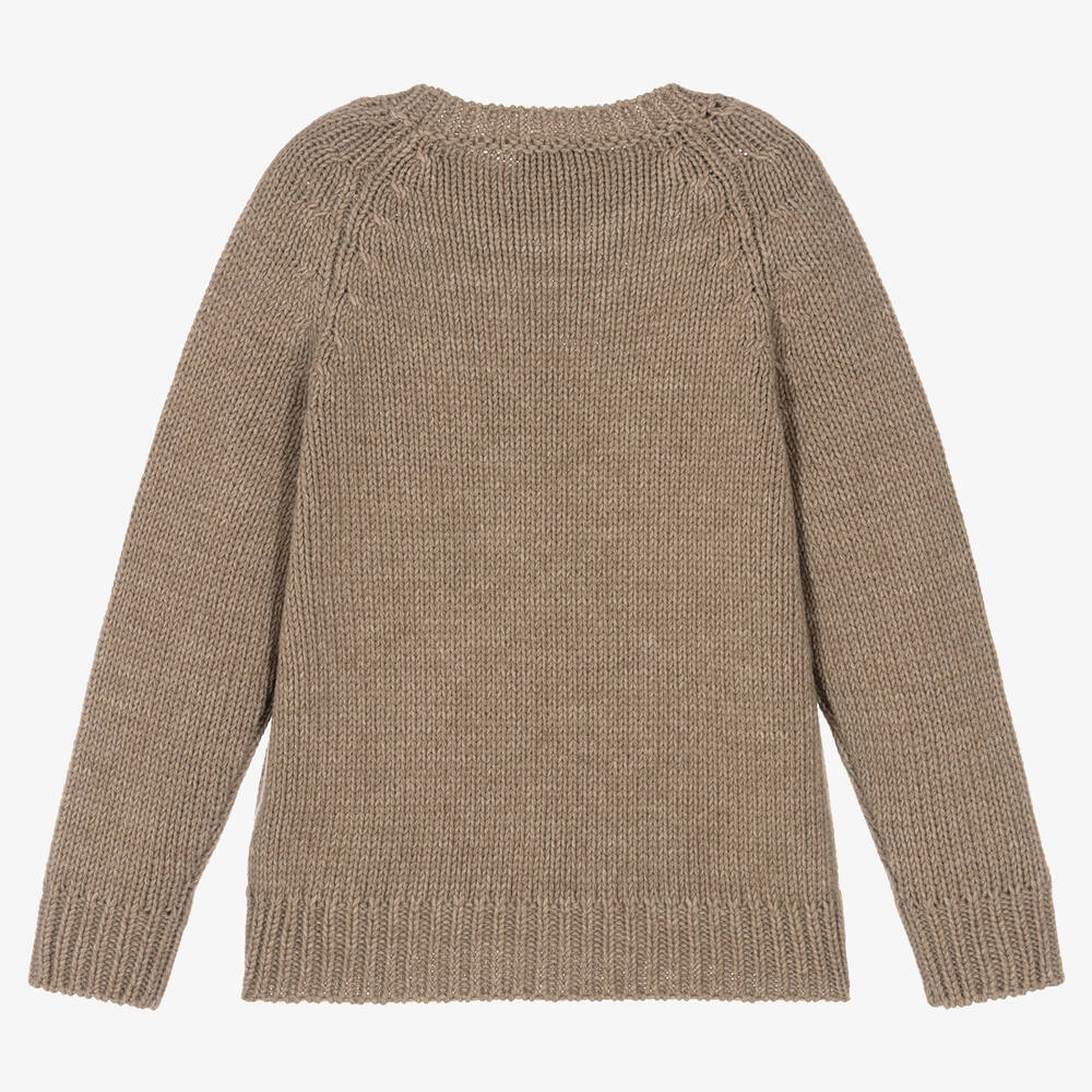 Emporio Armani Boys Beige Knitted Wool Sweater