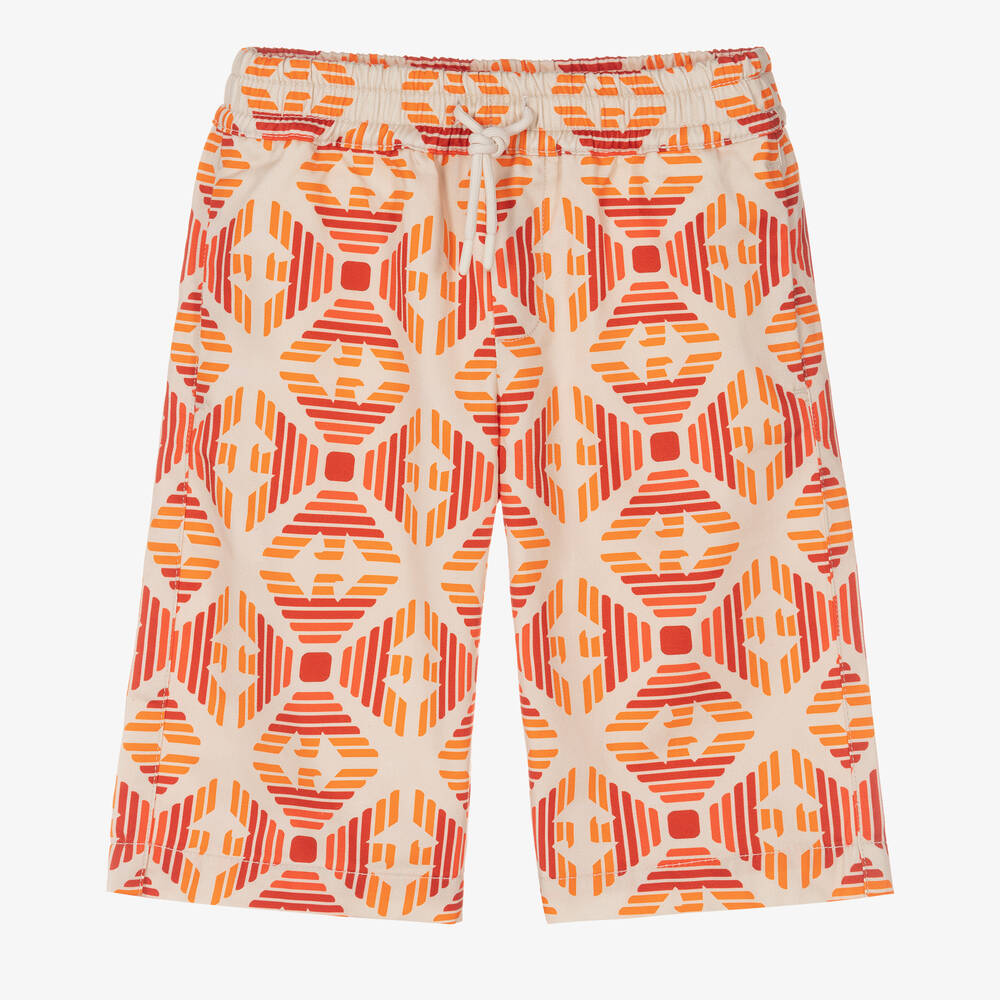 Emporio Armani - Baumwollshorts in Beige und Orange | Childrensalon