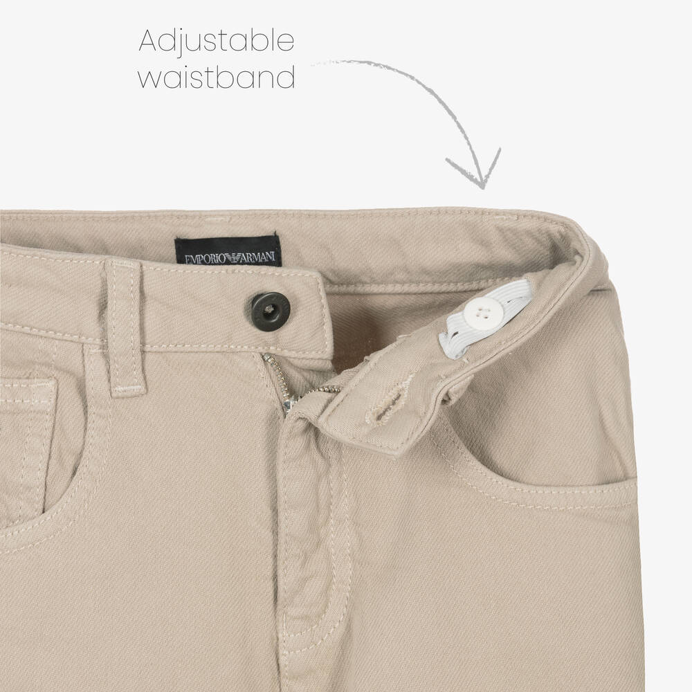 Emporio Armani-بنطلون كارغو قطن تويل لون بيج للأولاد | Childrensalon Outlet