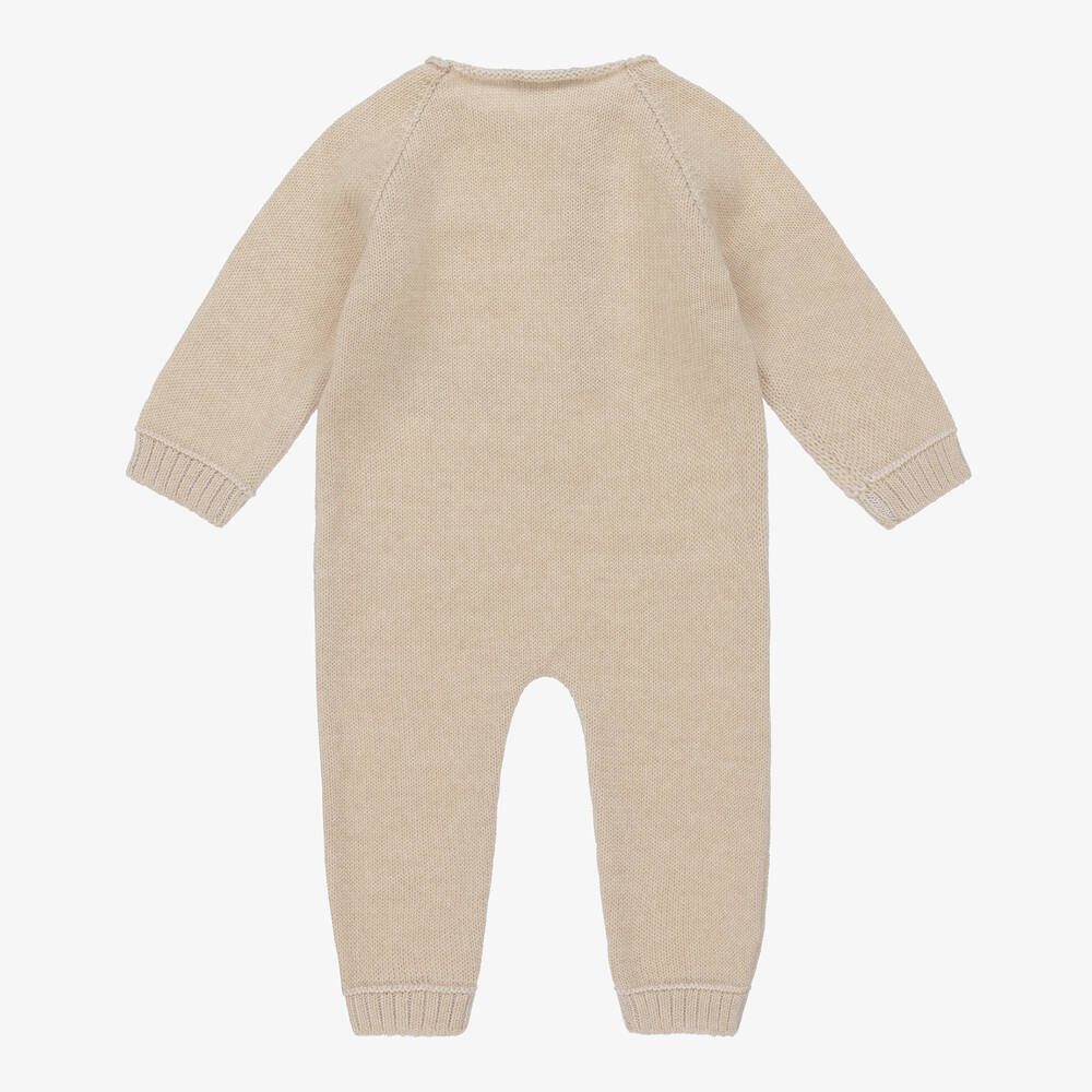Emporio Armani-Boys Beige Wool Knit Babysuit | Childrensalon Outlet