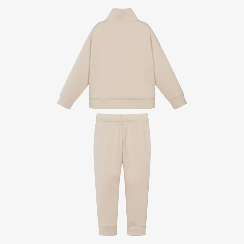 Emporio Armani-Boys Beige Zip-Front Tracksuit | Childrensalon Outlet