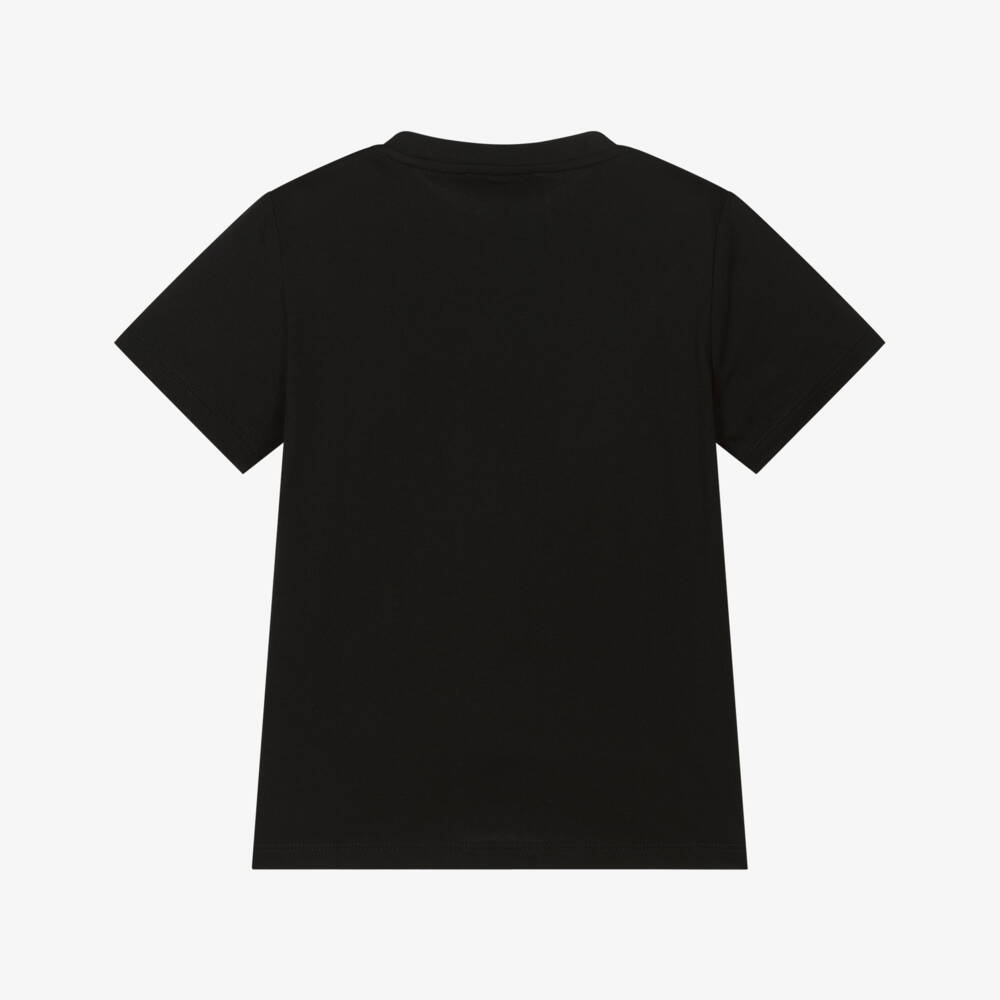 Emporio Armani-Boys Black Cotton Eagle Logo T-Shirt | Childrensalon Outlet