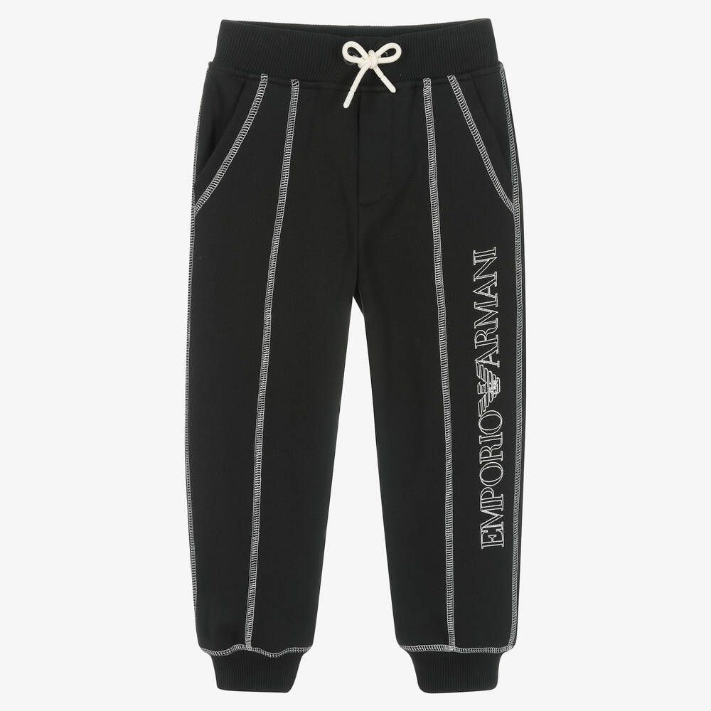 Emporio Armani - Pantalon de jogging noir en coton | Childrensalon
