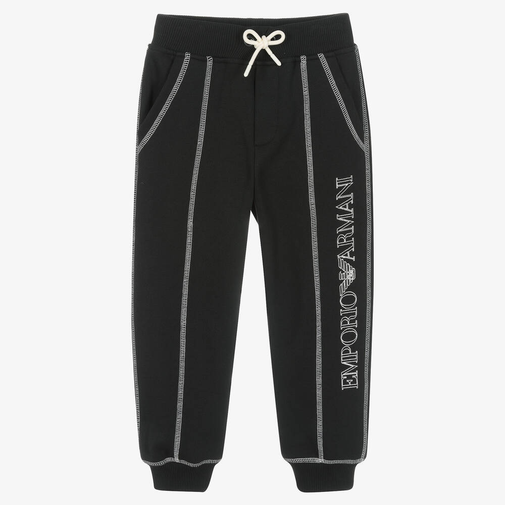 Boys Black Cotton Joggers