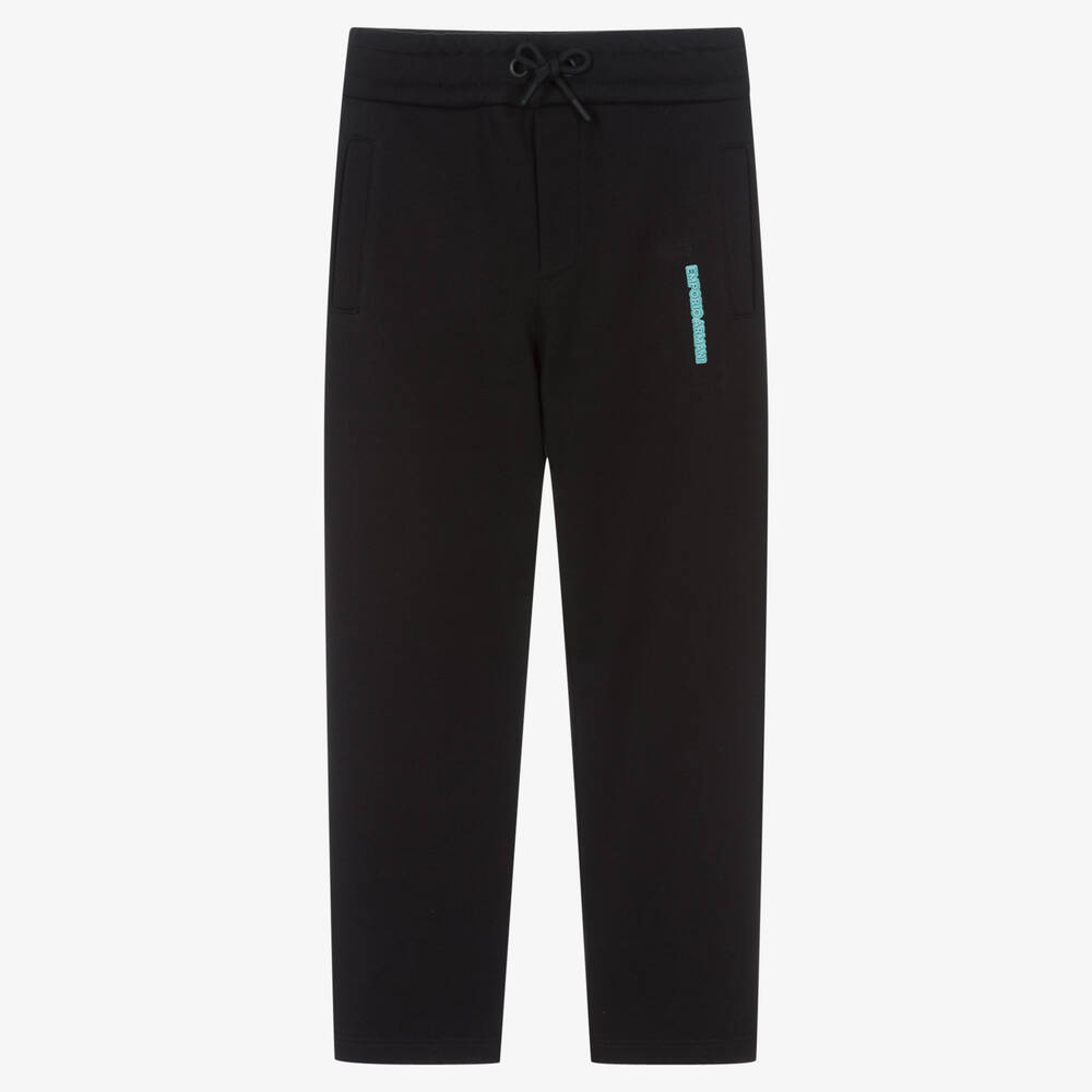 Emporio Armani-Boys Black Cotton Joggers | Childrensalon Outlet