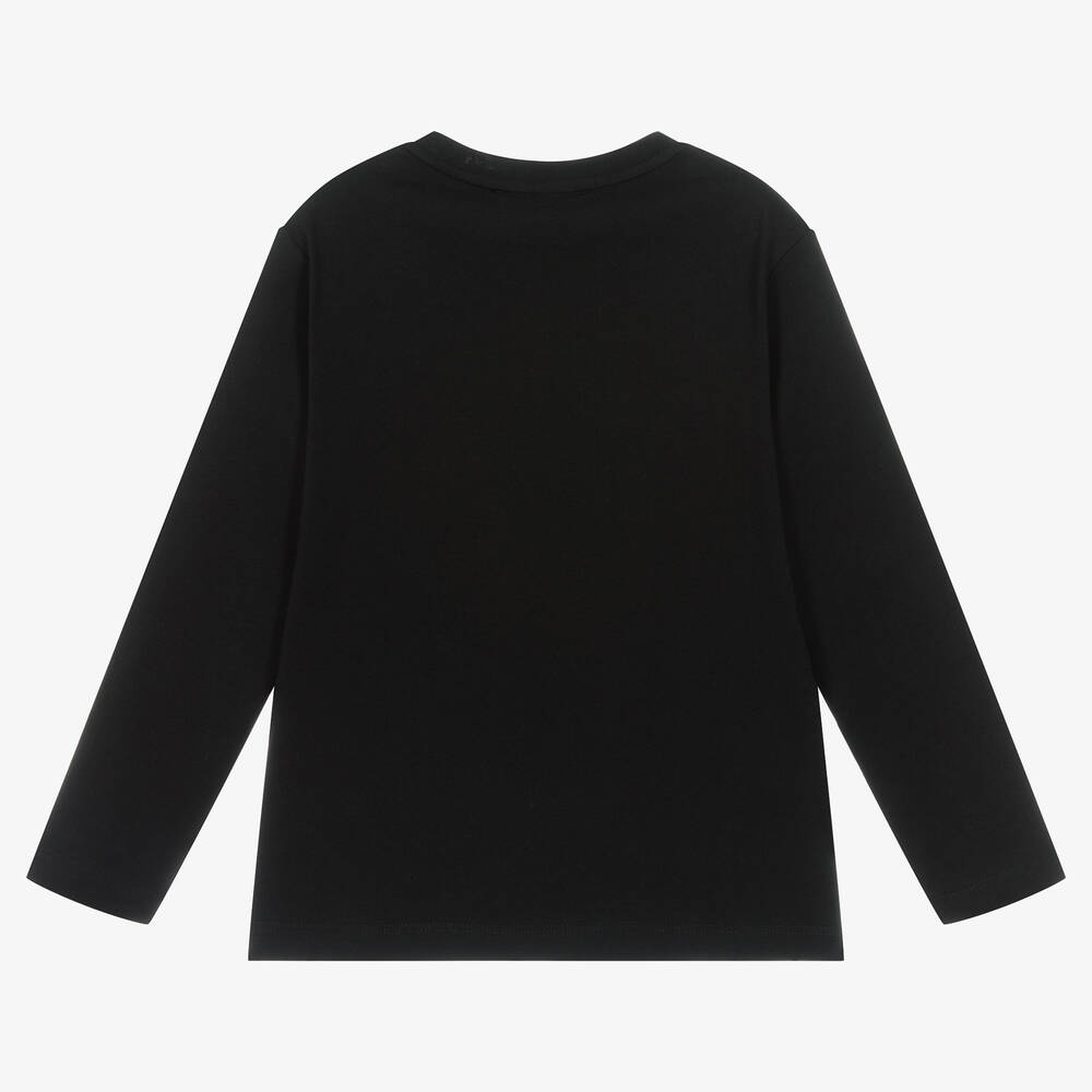 Emporio Armani-Boys Black Cotton Reflective Top | Childrensalon Outlet