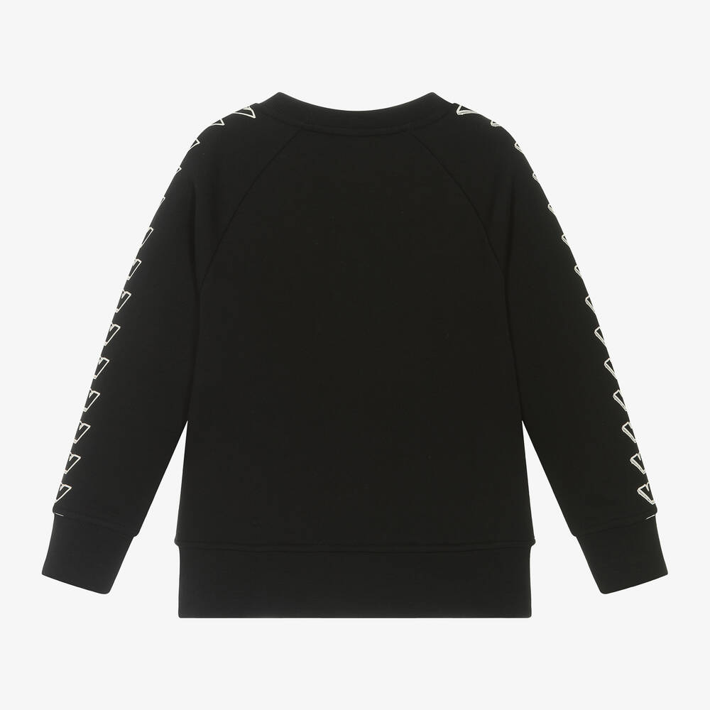Emporio Armani-Boys Black Cotton Sweatshirt | Childrensalon Outlet