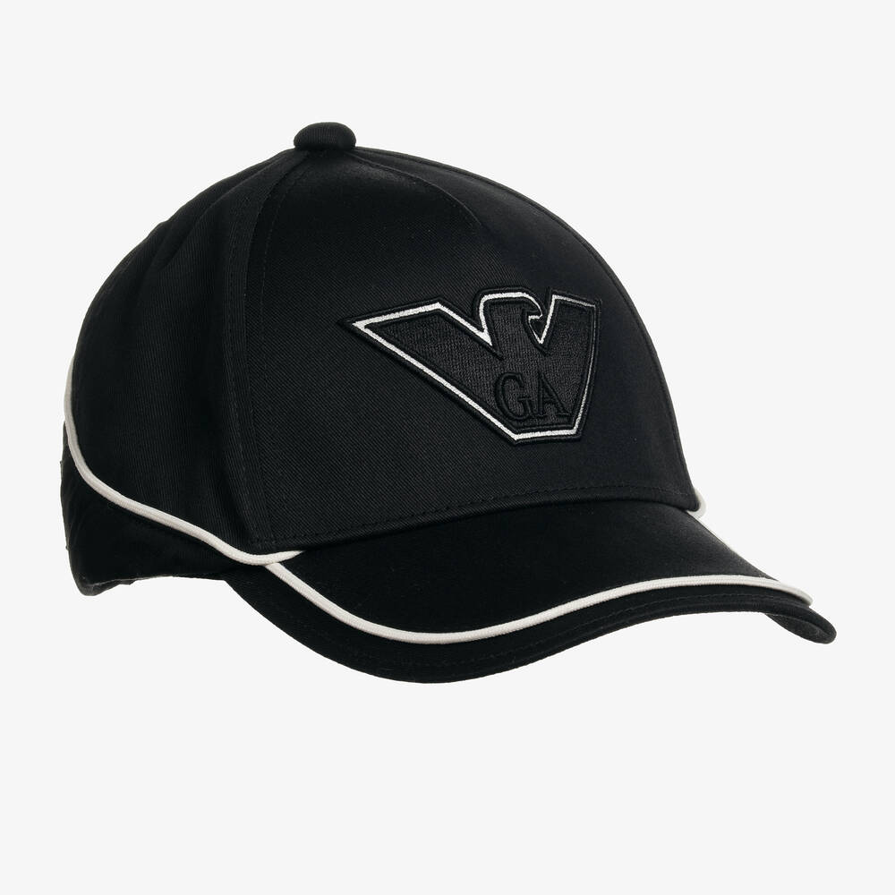 Emporio Armani - Casquette noire Eagle Garçon | Childrensalon