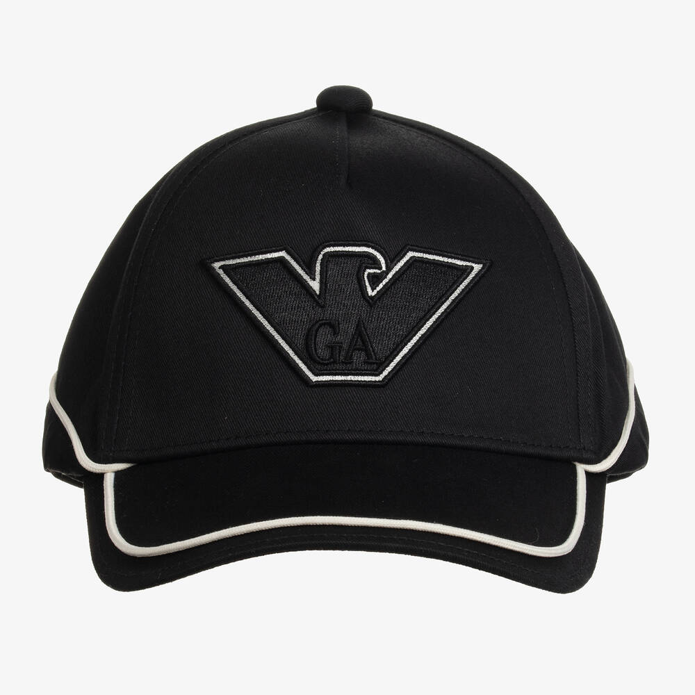 Emporio Armani-كاب بيسبول قطن تويل لون أسود للأولاد | Childrensalon Outlet